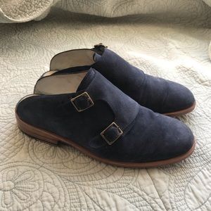 Esquivel blue suede cut off mule